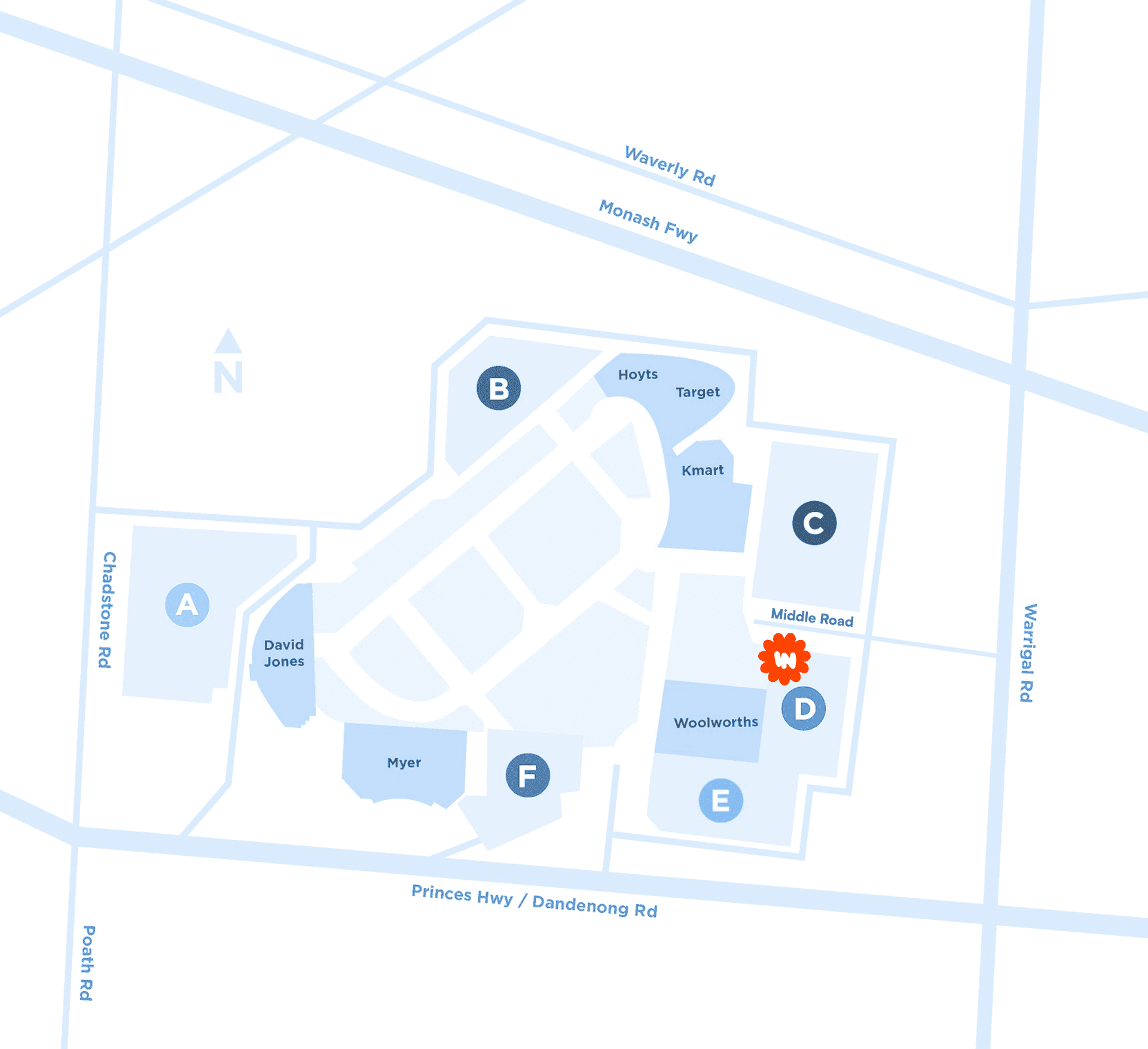 Map showing Imaginationation location at Chadstone Shopping Centre