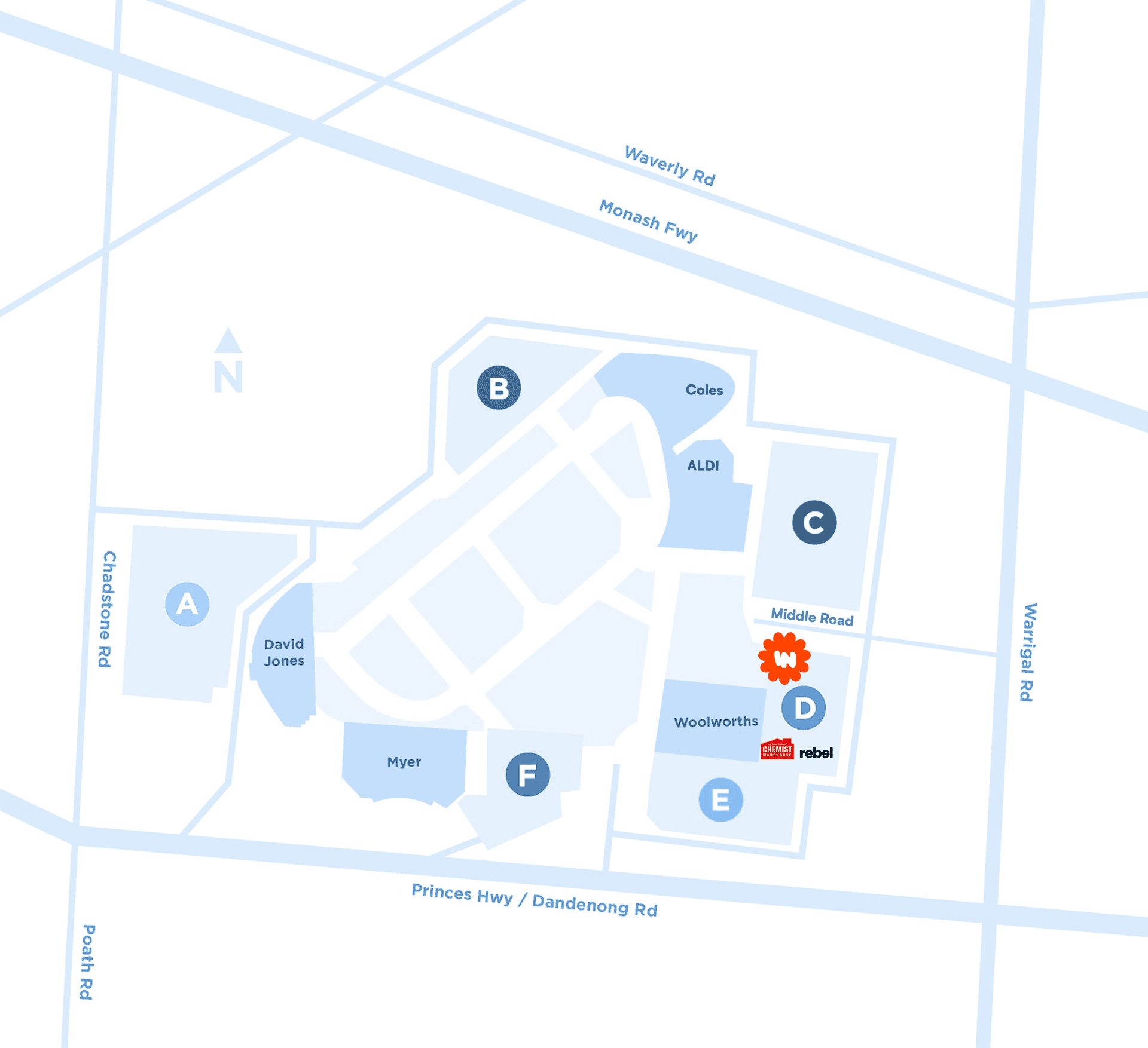 Map showing Imaginationation location at Chadstone Shopping Centre